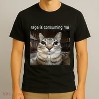 Rage Is Consuming Me Silly Staring Cat Meme T-Shirt thumb 3