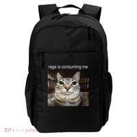 Rage Is Consuming Me Silly Staring Cat Meme Backpack thumb 0