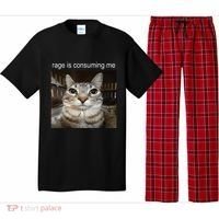 Rage Is Consuming Me Silly Staring Cat Meme Pajama Set thumb 0