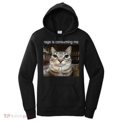 Rage Is Consuming Me Silly Staring Cat Meme Women's Hoodie