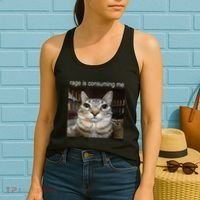 Rage Is Consuming Me Silly Staring Cat Meme Women's Tank Top thumb 2