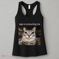 Rage Is Consuming Me Silly Staring Cat Meme Women's Tank Top thumb 3