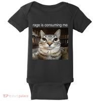 Rage Is Consuming Me Silly Staring Cat Meme Baby Bodysuit thumb 0