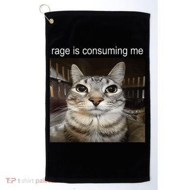 Rage Is Consuming Me Silly Staring Cat Meme Golf Towel