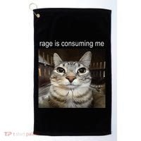 Rage Is Consuming Me Silly Staring Cat Meme Golf Towel thumb 0