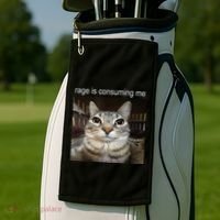 Rage Is Consuming Me Silly Staring Cat Meme Golf Towel thumb 2