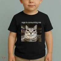 Rage Is Consuming Me Silly Staring Cat Meme Toddler T-Shirt thumb 2