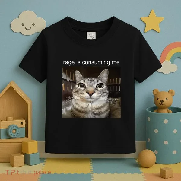 Rage Is Consuming Me Silly Staring Cat Meme Toddler T-Shirt