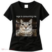 Rage Is Consuming Me Silly Staring Cat Meme Women's T-Shirt thumb 0