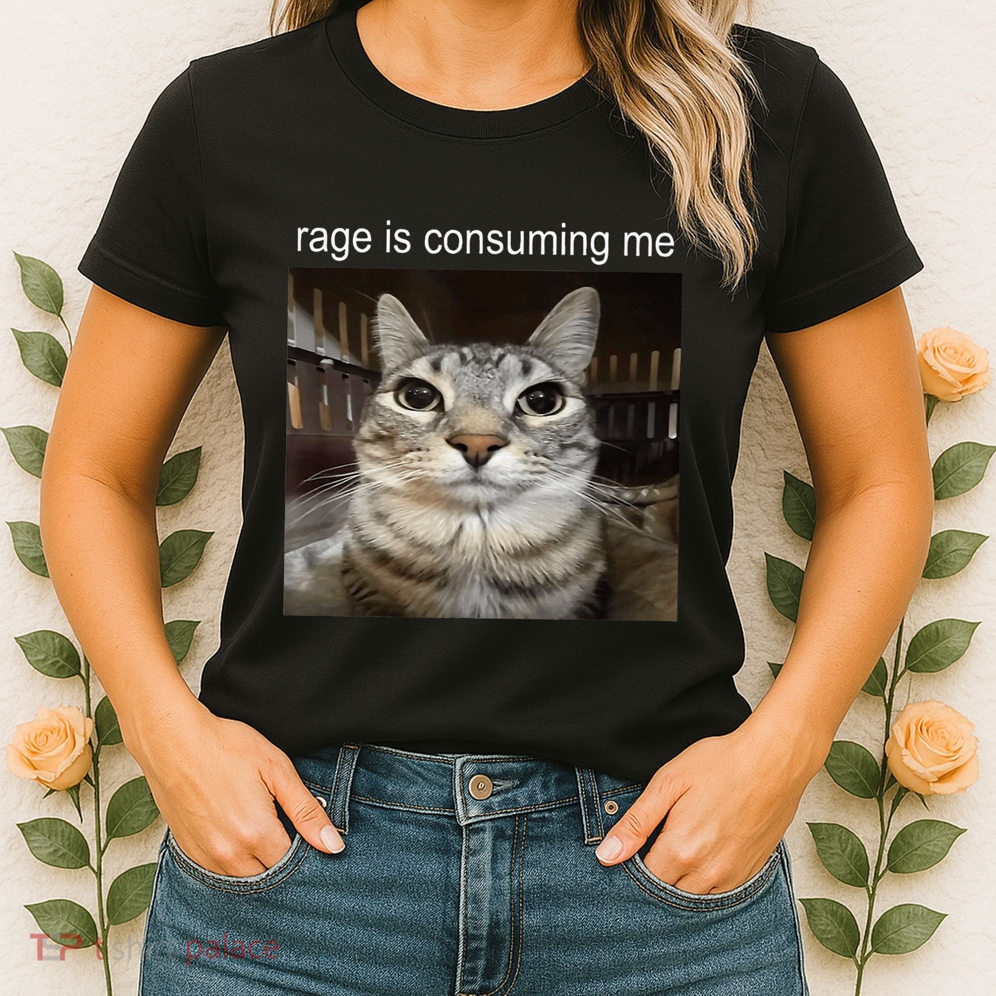 Rage Is Consuming Me Silly Staring Cat Meme Women's T-Shirt