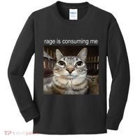 Rage Is Consuming Me Silly Staring Cat Meme Kids Long Sleeve Shirt thumb 0