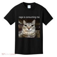 Rage Is Consuming Me Silly Staring Cat Meme Kids T-Shirt thumb 0