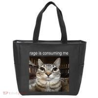 Rage Is Consuming Me Silly Staring Cat Meme Tote Bag thumb 0