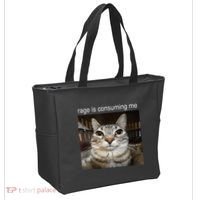 Rage Is Consuming Me Silly Staring Cat Meme Tote Bag thumb 2