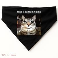 Rage Is Consuming Me Silly Staring Cat Meme USA-Made Doggie Bandana thumb 0