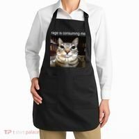 Rage Is Consuming Me Silly Staring Cat Meme Apron thumb 2