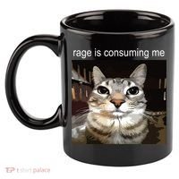 Rage Is Consuming Me Silly Staring Cat Meme 11oz C Handle Ceramic Mug thumb 2