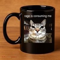 Rage Is Consuming Me Silly Staring Cat Meme 11oz C Handle Ceramic Mug thumb 4