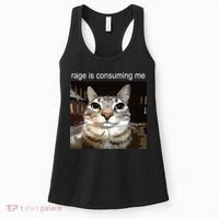 Rage Is Consuming Me Silly Staring Cat Meme Women's Tank Top thumb 0