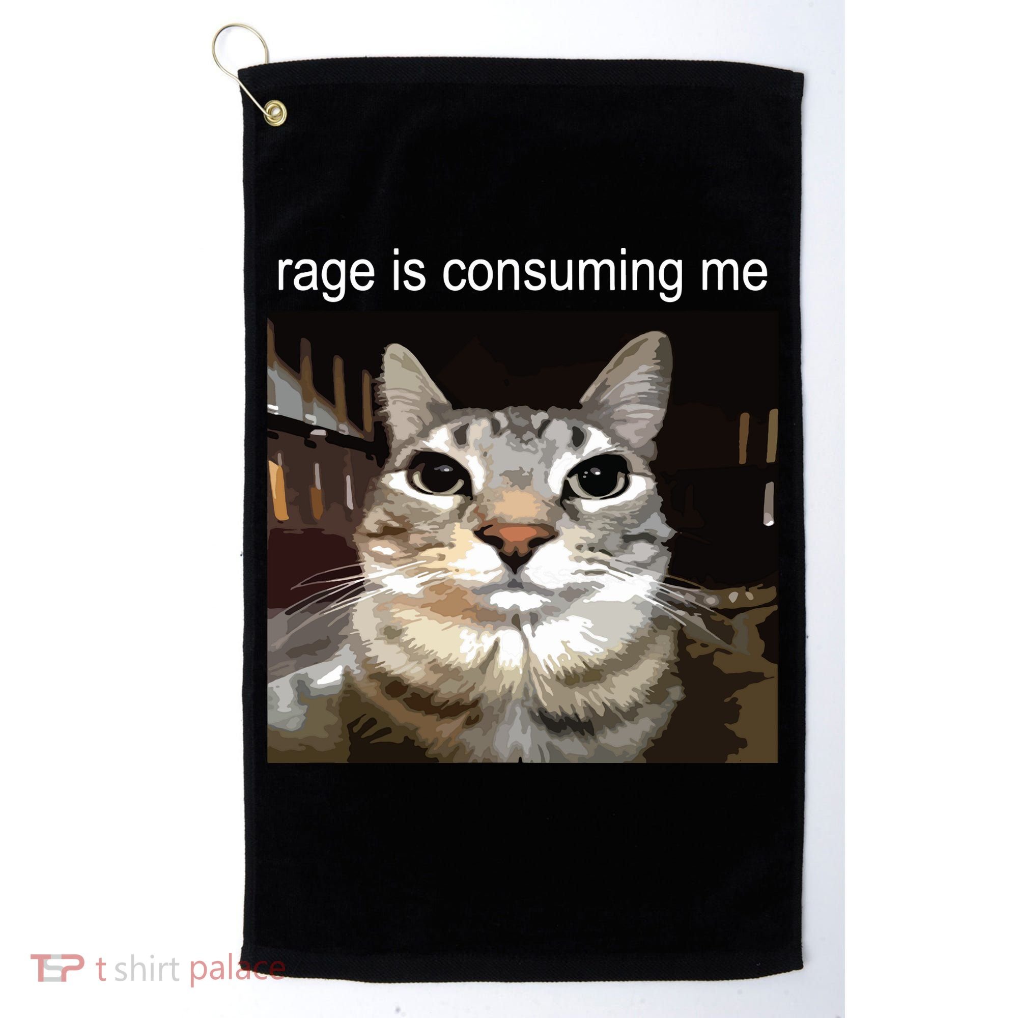 Rage Is Consuming Me Silly Staring Cat Meme Golf Towel