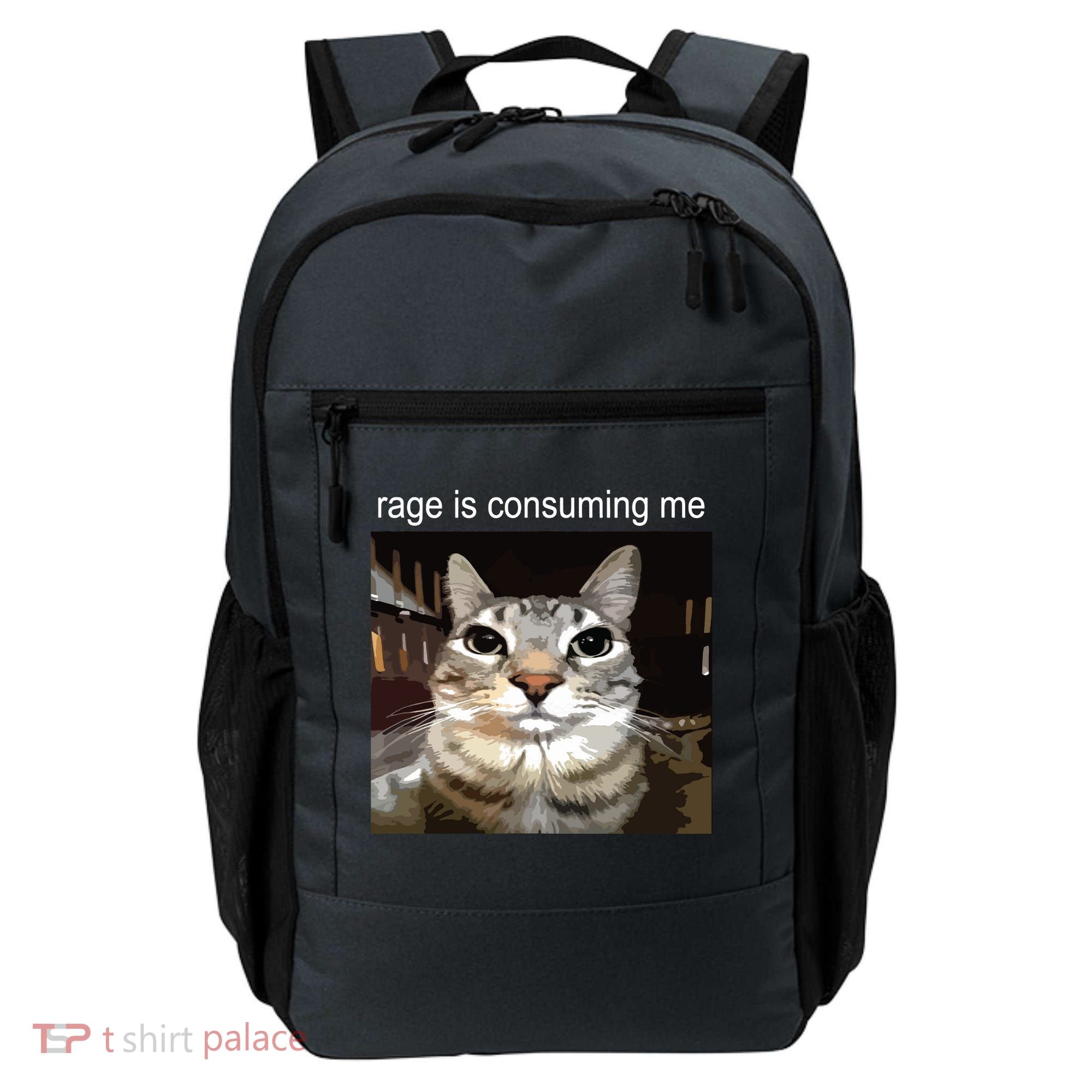 Rage Is Consuming Me Silly Staring Cat Meme Backpack