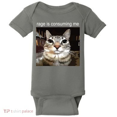 Rage Is Consuming Me Silly Staring Cat Meme Baby Bodysuit