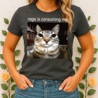 Rage Is Consuming Me Silly Staring Cat Meme Women's T-Shirt thumb 2