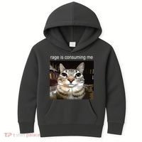 Rage Is Consuming Me Silly Staring Cat Meme Kids Hoodie thumb 0