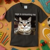 Rage Is Consuming Me Silly Staring Cat Meme Kids T-Shirt thumb 3