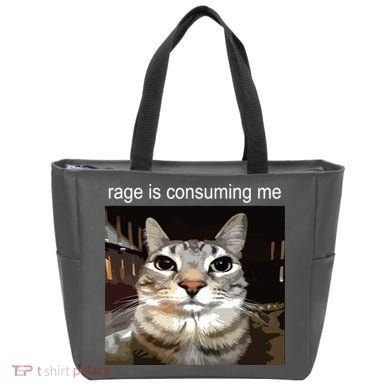 Rage Is Consuming Me Silly Staring Cat Meme Tote Bag
