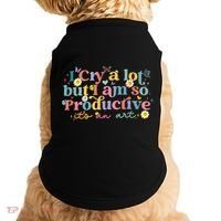 Retro I Cry A Lot But I Am So Productive Funny Trending Meme Doggie Tank thumb 0