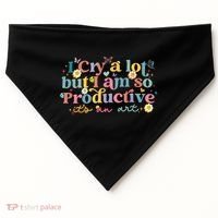 Retro I Cry A Lot But I Am So Productive Funny Trending Meme USA-Made Doggie Bandana thumb 0
