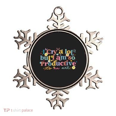 Retro I Cry A Lot But I Am So Productive Funny Trending Meme Ornament