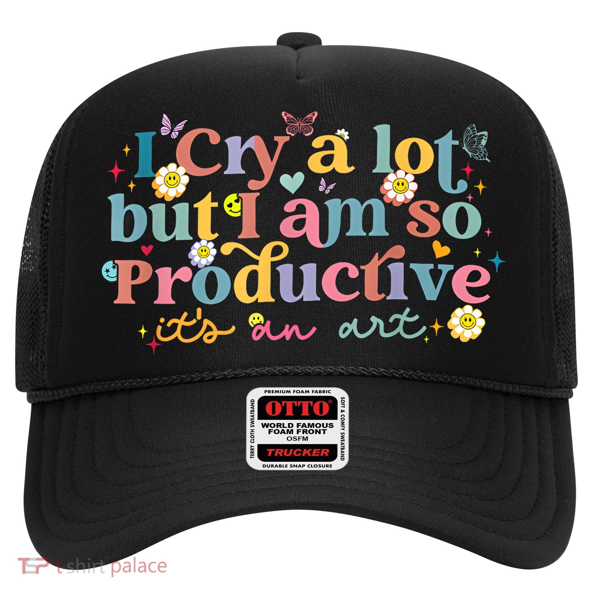 Retro I Cry A Lot But I Am So Productive Funny Trending Meme Hat