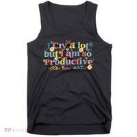 Retro I Cry A Lot But I Am So Productive Funny Trending Meme Tank Top thumb 0