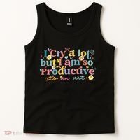 Retro I Cry A Lot But I Am So Productive Funny Trending Meme Tank Top thumb 2