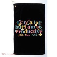 Retro I Cry A Lot But I Am So Productive Funny Trending Meme Golf Towel thumb 0