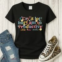 Retro I Cry A Lot But I Am So Productive Funny Trending Meme Women's T-Shirt thumb 3