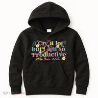 Retro I Cry A Lot But I Am So Productive Funny Trending Meme Kids Hoodie thumb 0