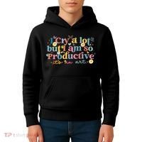 Retro I Cry A Lot But I Am So Productive Funny Trending Meme Kids Hoodie thumb 4