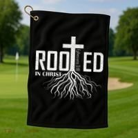 Rooted In Christ Christian Religious Christian Golf Towel thumb 1