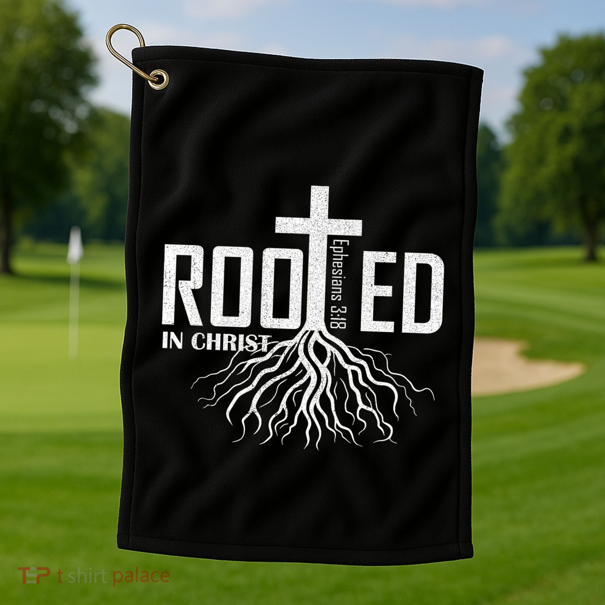 Rooted In Christ Christian Religious Christian Golf Towel