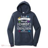 Religious I Can Do All Things Through Christ Who Strengthen Me Butterfly Art Women's Hoodie thumb 0
