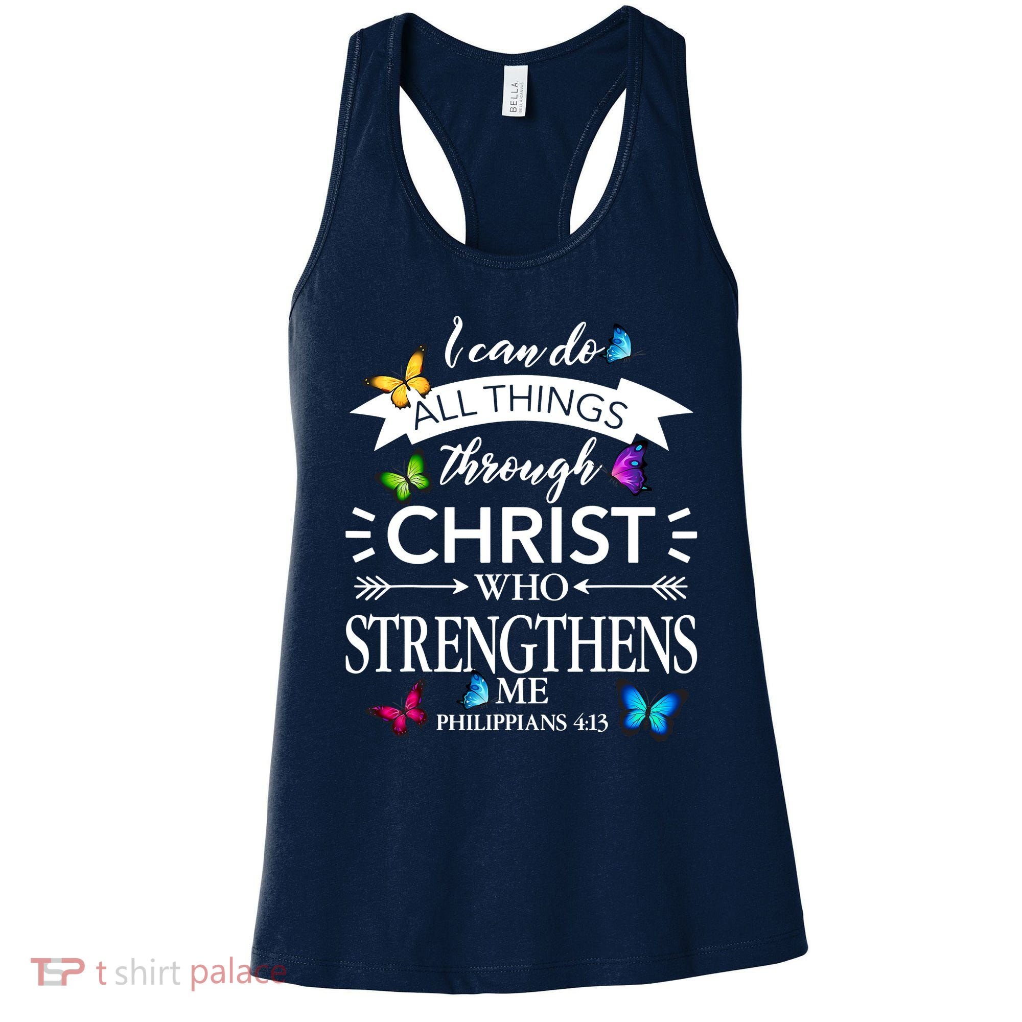 Religious I Can Do All Things Through Christ Who Strengthen Me Butterfly Art Women's Tank Top