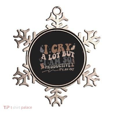Retro I Cry A Lot But I Am So Productive Funny Trending Meme Ornament