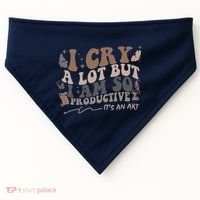 Retro I Cry A Lot But I Am So Productive Funny Trending Meme USA-Made Doggie Bandana thumb 0