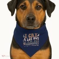 Retro I Cry A Lot But I Am So Productive Funny Trending Meme USA-Made Doggie Bandana thumb 1