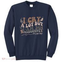 Retro I Cry A Lot But I Am So Productive Funny Trending Meme Sweatshirt thumb 0