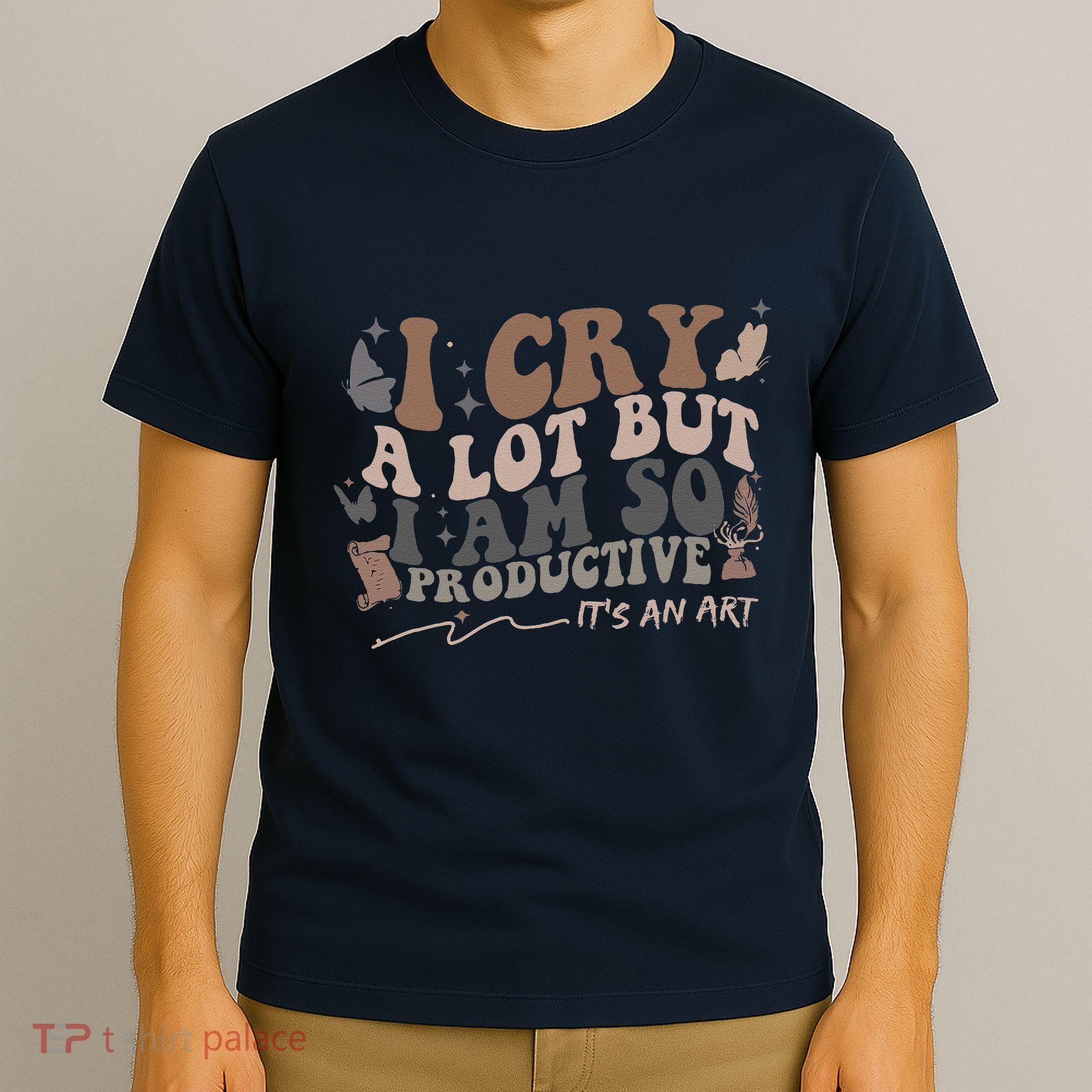 Retro I Cry A Lot But I Am So Productive Funny Trending Meme T-Shirt
