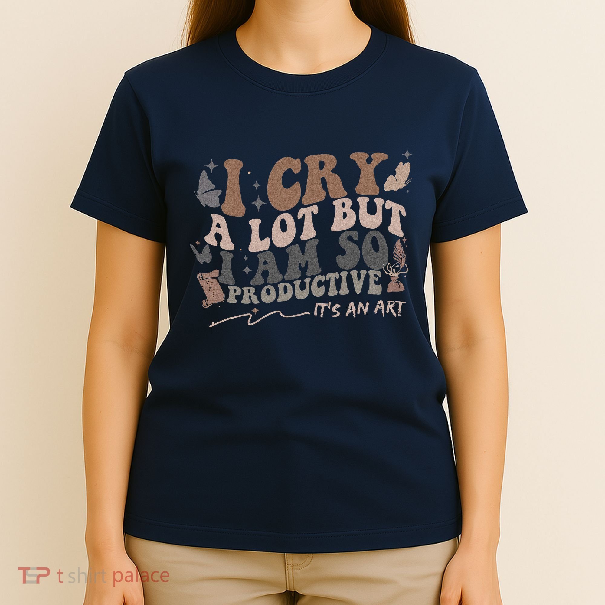 Retro I Cry A Lot But I Am So Productive Funny Trending Meme T-Shirt